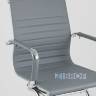 Кресло для посетителей TopChairs Visit серое, обивка из экокожи, металический каркас в Москве и РФ