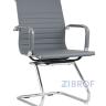 Кресло для посетителей TopChairs Visit серое, обивка из экокожи, металический каркас в Москве и РФ