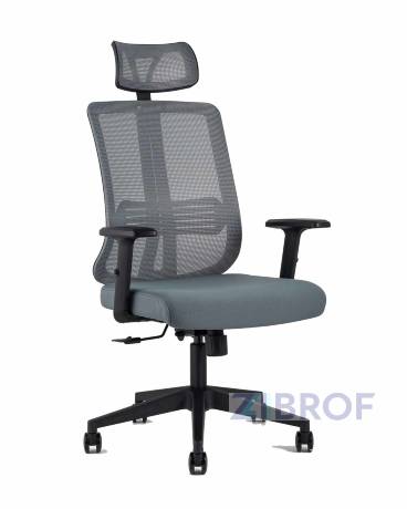 для руководителя TopChairs Post офисное серое обивка сетка ткань крестовина пластик в Москве и РФ