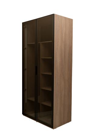 GD-10013/1-3 Шкаф Alto двухд c полками, цвет дуб Урбан Кофейный, дверцы стекло(тонир) 100*57*228.5см в Москве и РФ