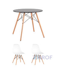 Eames D80 черный, 2 стула Eames DSW белые