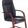 офисное Бюрократ T-9923WALNUT-AV/BL на полозьях низкая спинка черный обивка кожа каркас металл в Москве и РФ